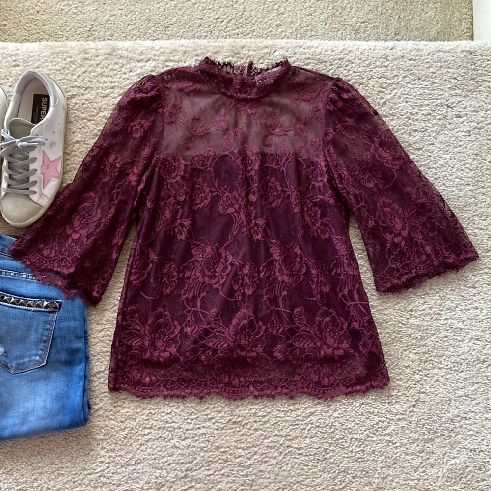 Heartloom Wine Color Lace Blouse